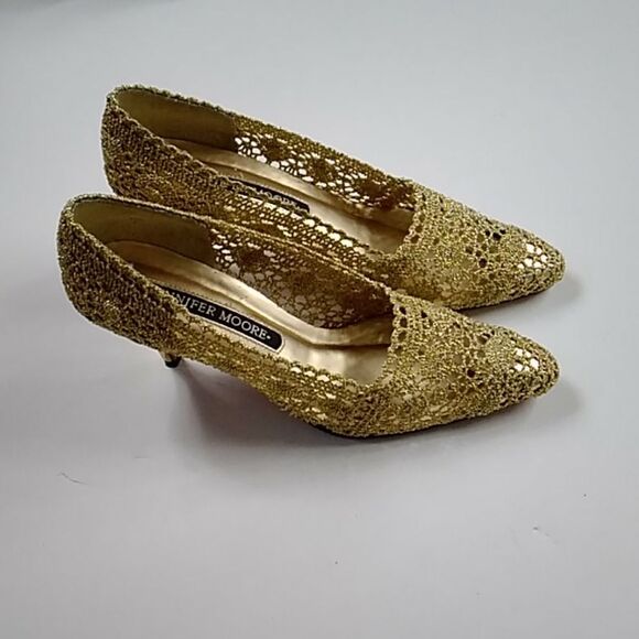 VINTAGE JENNIFER MOORE UPPER LEATHER LACE WOMEN HEELS SHOES SIZE 7 - Picture 3 of 9